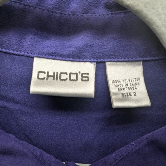 Chicos suede long sleeve button up size 2 purple violet dress shirt VINTAGE - Picture 4 of 7